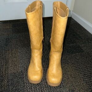 No Boundaries Tall Heeled Boots in Tan